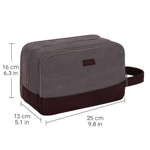WANDF Men's Travel Toiletry Bag, Water-Resistant Canvas Dopp Kit