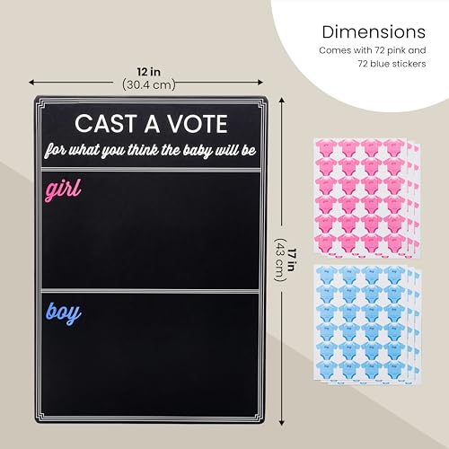 Gender Reveal Voting Board Game with 144 Stickers - Baby Shower Décor
