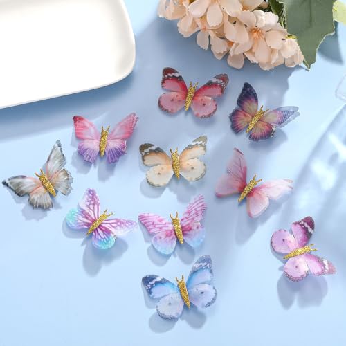 Paderison 20-Pack Colorful Glitter Butterfly Hair Clips for Kids & Women - Brown