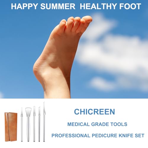 CHICREEN 5 Pack Manicure & Pedicure Tool Set - Stainless Steel Foot Care Kit