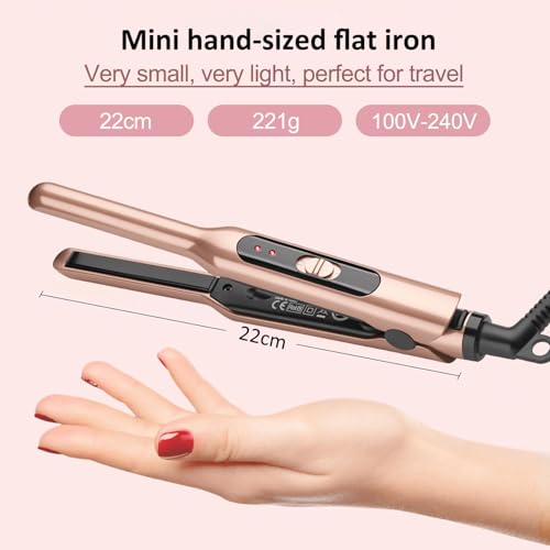 JAETON 0.3-Inch Mini Flat Iron for Short Hair, Edges, and Beard