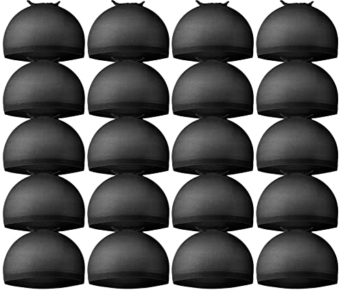 Teenitor 20 Pack Black Wig Caps for Women & Men Elastic Stocking Caps