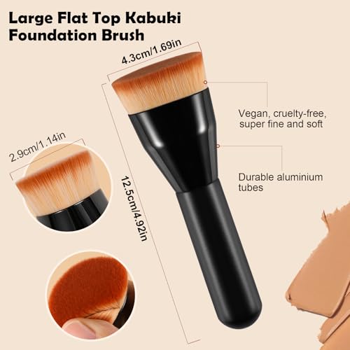 ACMEBEAUTY Black Foundation Flat Top Kabuki Brush for Mature Skin