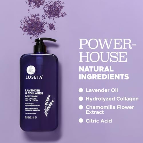 Luseta Lavender & Collagen Body Wash, Hydrating Shower Gel - 33.8 Fl Oz