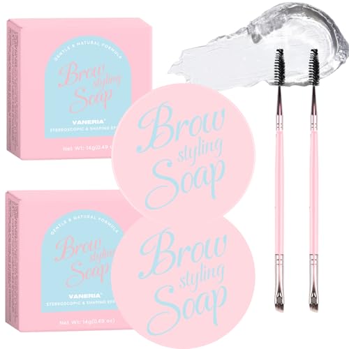 VANERIA Clear Eyebrow Gel & Brow Soap with Double-Head Brush - Waterproof, Hold & Define 14g (2 Pcs)
