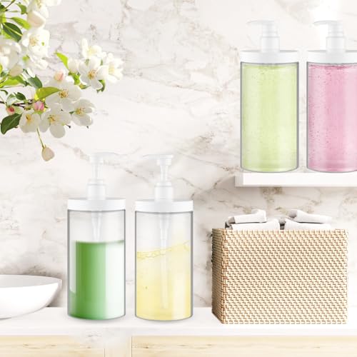 DynnnDy 1000ml Refillable Clear Pump Bottles - Large Capacity Shampoo & Lotion Dispenser, Pack of 3