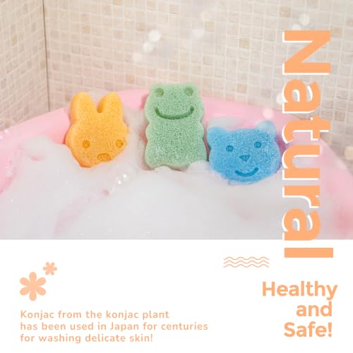 myHomeBody Konjac Sponge Set - 3 Cute Shapes for Kids Bathing