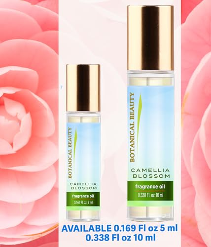 Botanical Beauty Camellia Blossom Fragrance Oil Roll-On 0.33 Fl Oz - Long Lasting Perfume for Women & Men, Jasmine, Magnolia, Lilac, Tiare