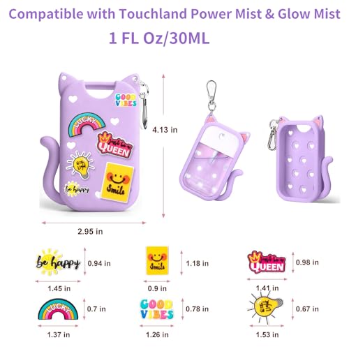 Purple Touchland 1 Oz Hand Sanitizer Silicone Case with Keychain & 6 Charms - Cat-Ear Design