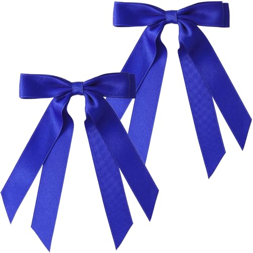 Blue Satin Hair Bows with Long Tails – Elegant Hair Accessories for Weddings & Daily Wear