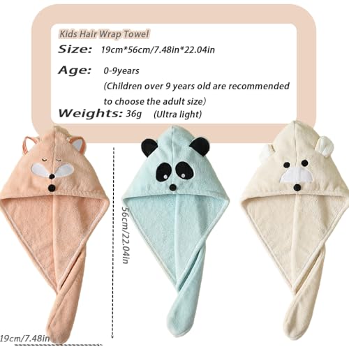 iNelihoo Pink Fox Kids Hair Towel Wrap - Absorbent, Quick-Dry Turban for Girls 0-9