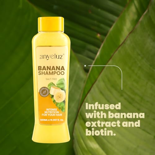 ANYELUZ Banana Shampoo for Dry Hair with Biotin & Keratin, 16.9 Fl Oz