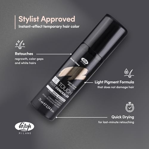 Lisap Brown Root Touch Up - Temporary Hair Color Spray 2.54 fl oz (Brown) for Quick Gray Coverage