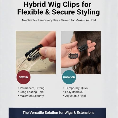 Hybrid Wig Clips - 6PCS No-Sew & Sew-In Options for Hair Extensions
