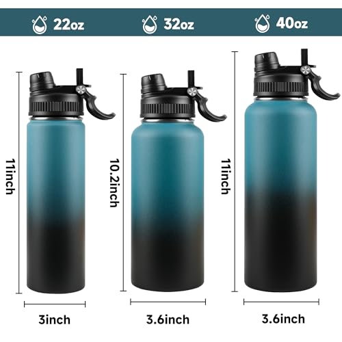 Zynkify 22oz Insulated Water Bottle with 2-in-1 Leak-Proof Lid