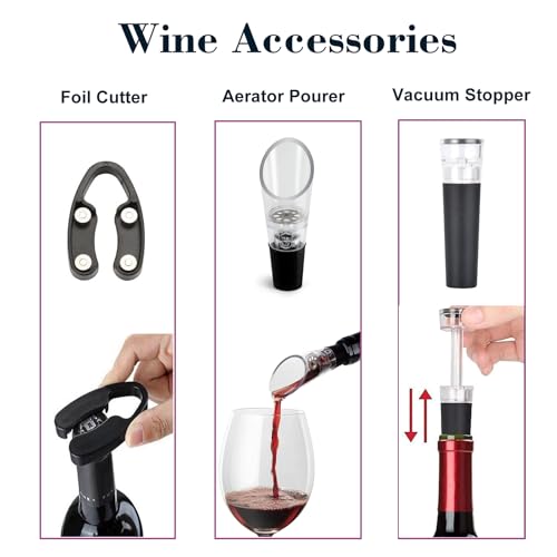 Mincham 6-in-1 Air Pressure Wine Opener Gift Set with Pourer & Stoppers