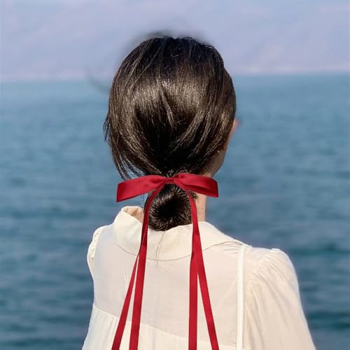 2 Pack Red Satin Hair Bows for Women | Stylish Hair Accessories