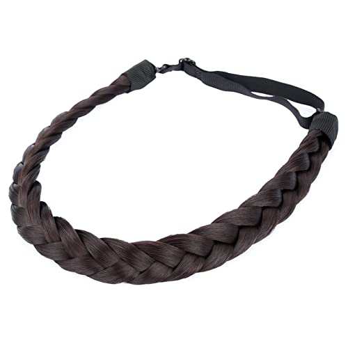 DIGUAN Braided Fishtail Headband - Synthetic Heat-Resistant Dark Chocolate