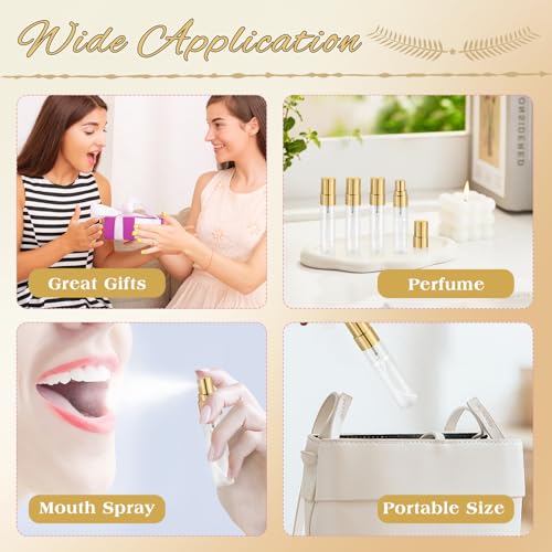 30 Pcs 5ml Glass Fine Mist Spray Bottles with Golden Lids for Travel