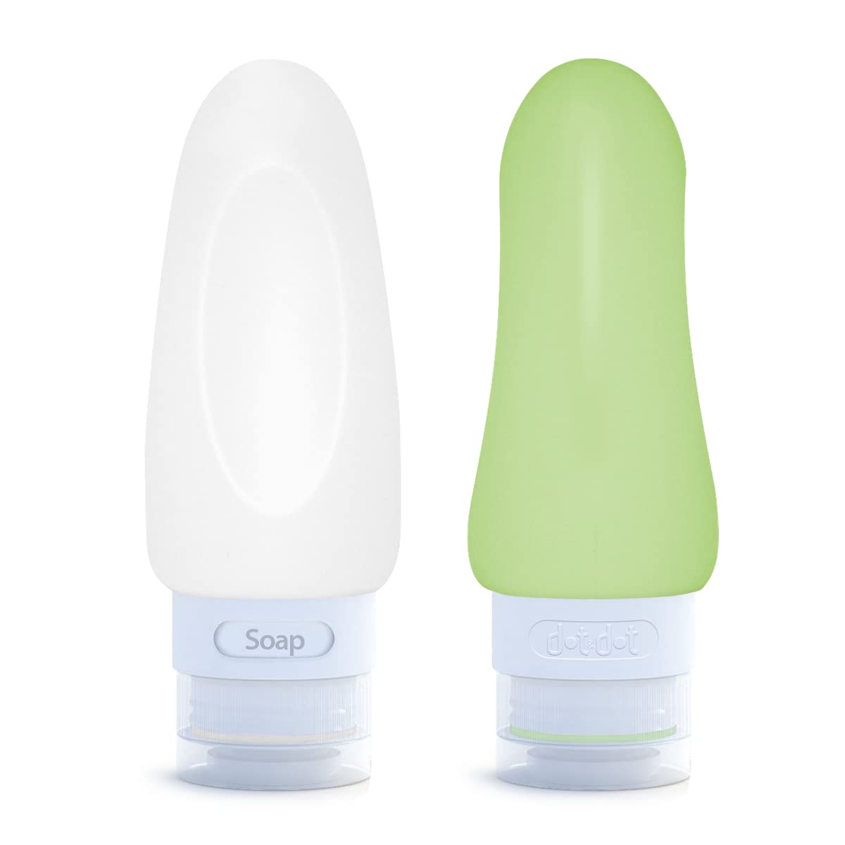 Dot&Dot Leak Proof Travel Bottles - Tubes for Liquid TSA Approved 2oz Silicone Toiletries Travel Shampoo & Conditioner Containers with Labels