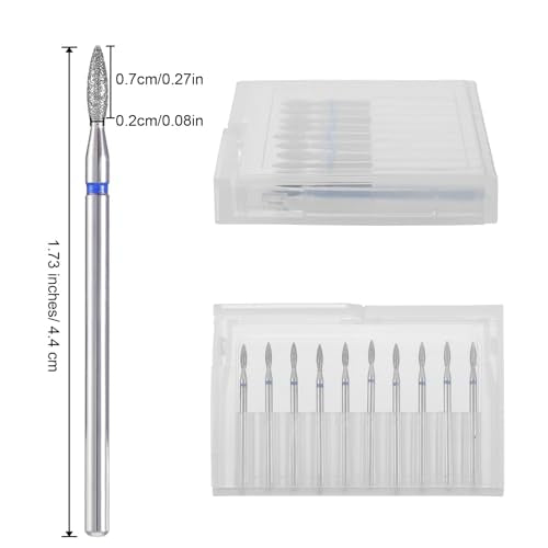 Blue Flame Nail Drill Bits Set - 10 Pcs Professional Cuticle & Nail Removal Tools
