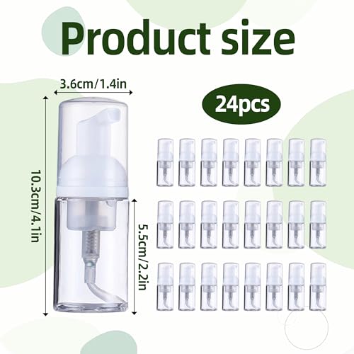 30 ml Travel Foaming Pump Bottles, 24pcs Clear Refillable Foam Dispenser for Soap & Face Wash