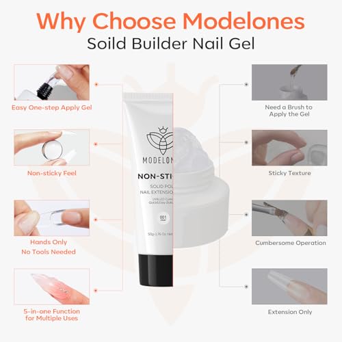 modelones 50g Clear Solid Builder Gel C1 for Nails & Extensions