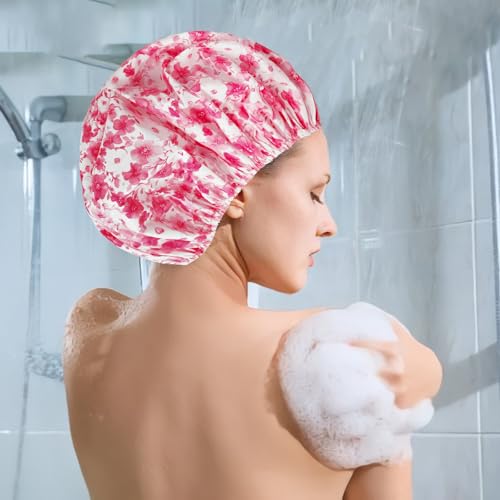 6 Pack Reusable Waterproof Shower Caps for Women - PEVA Hair Cover