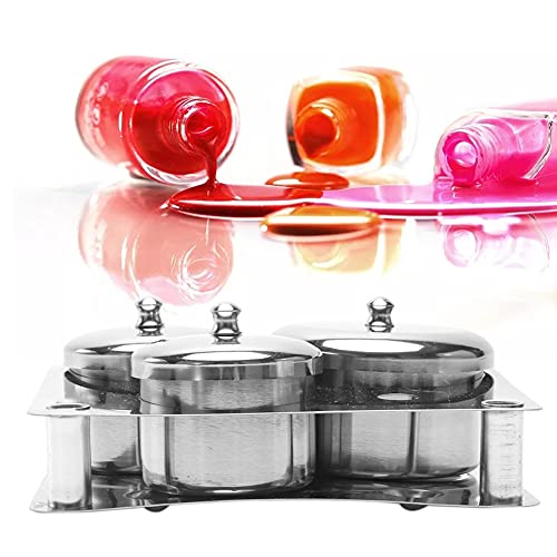 3-Piece Stainless Steel Acrylic Liquid & Powder Nail Art Container Set