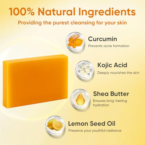 Treeroot Kojic Acid & Turmeric Soap Bar - 5 Pack for Face & Body