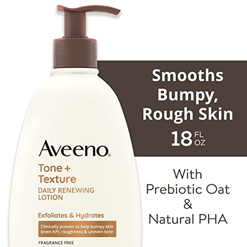 Aveeno Tone + Texture Renewing Body Lotion, 18 fl. oz - Fragrance-Free Moisturizer for Bumpy Skin