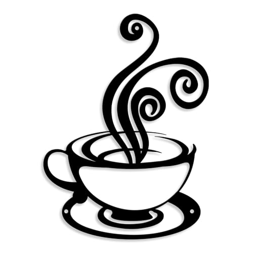 Oubasa Metal Coffee Cup Wall Decor - Minimalist Black Art for Home & Cafe