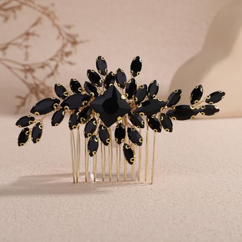 Gold Crystal Hair Comb for Weddings & Parties - Teyglen