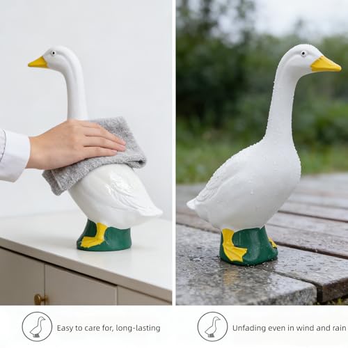 Elegant 7.1-Inch White Goose Statue for Home Decor