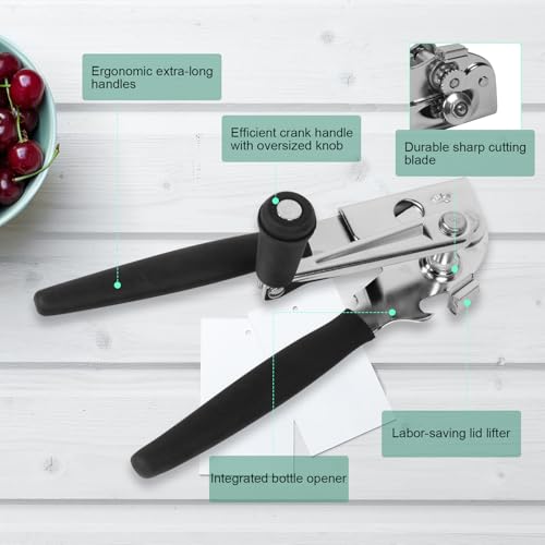 Heavy Duty Manual Can Opener with Folding Crank Handle