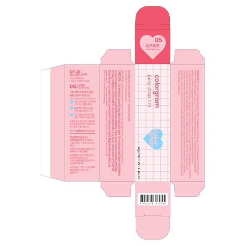 COLORGRAM Juicy Drop Tint 05 Pink Melon - Fruity Lip Gloss & Stain