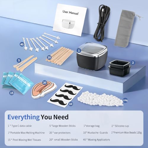 BLUETOP Portable Nose & Ear Hair Waxing Kit with USB Mini Wax Warmer