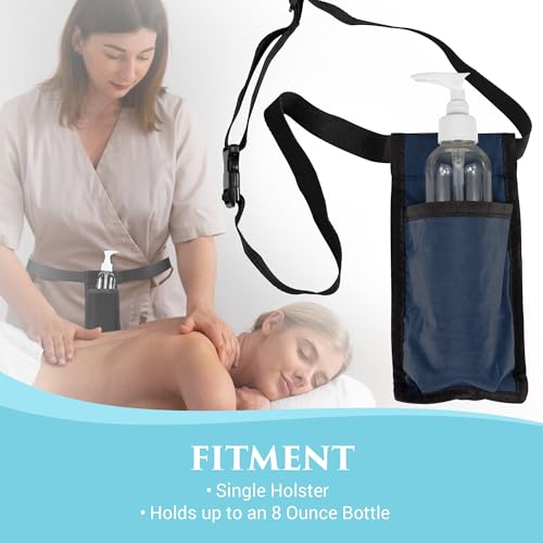 NRG Massage Holster - Adjustable Waist Belt for 8oz Massage Oil Bottles, Durable Nylon, Navy