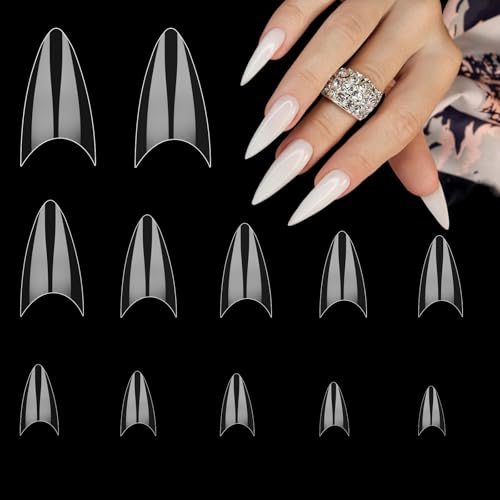 500 Pcs Almond Nail Tips - Transparent Gel Nail Extensions