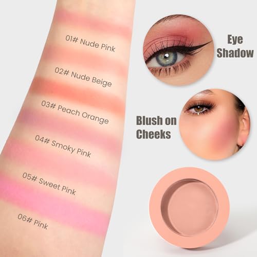 Peach Orange Matte Powder Blush Palette with Brush - Lightweight & Blendable