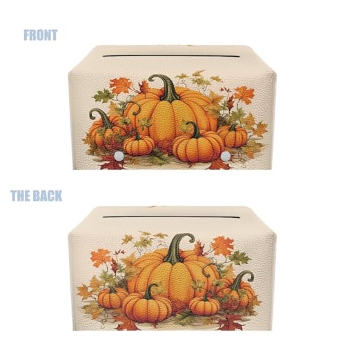 Fall Pumpkin Tissue Box Cover - PU Leather Rectangle Holder