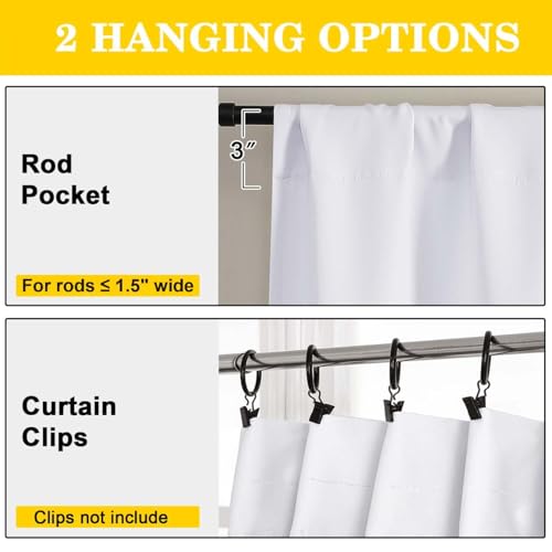 WelvetBLK White Kitchen Curtains - 36 Inch Light Filtering Panels (Set of 2)