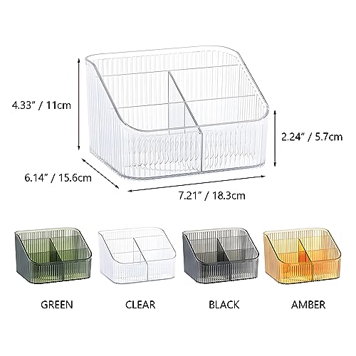 Green Makeup Organizer with 5 Cups - Acrylic Bathroom Storage