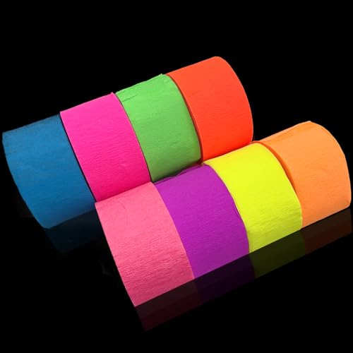 UV Reactive Neon Paper Streamers - 888 Feet for Glow Parties