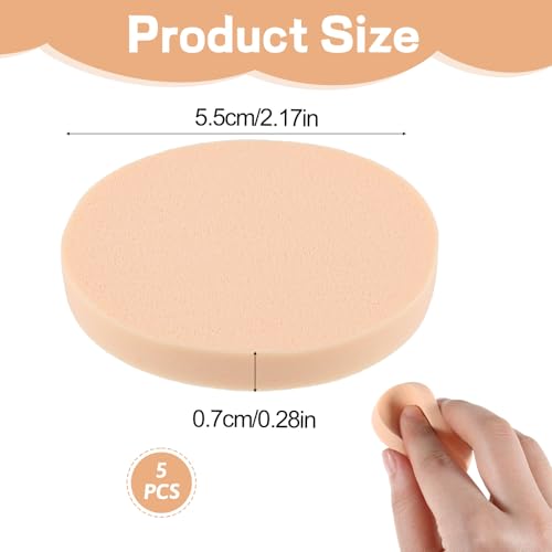 5-Pack Nude Round Makeup Sponges for Flawless Foundation Application