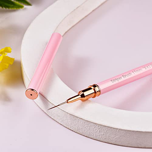 Yasterd 6-Piece Pink Nail Art Brush Set - Fine Detailing & Striping
