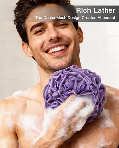Large Loofah Sponge Set - 4 Pack Exfoliating Bath Scrubbers