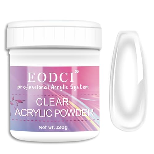Eodci Clear Acrylic Nail Powder 120g for French & 3D Nail Art - No Cure Needed