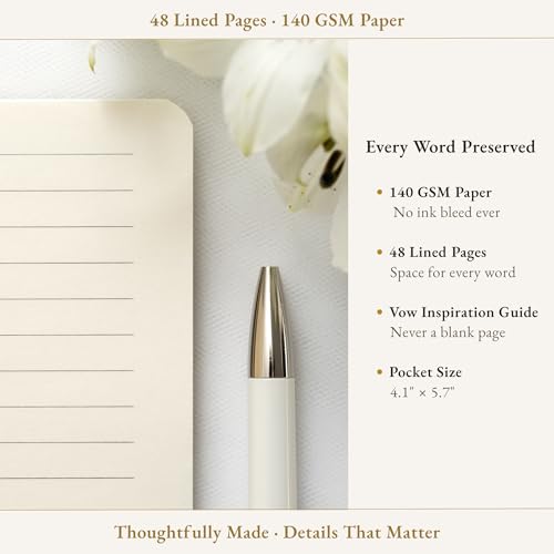 Elegant Wedding Vow Books Set for Bride and Groom - Softcover with Linen Fabric and Ribbon Closure