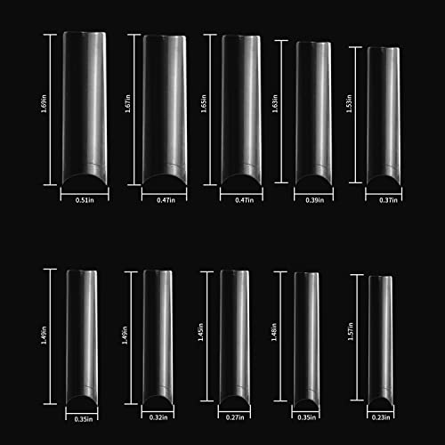 SITELENABY XXL No C Curve Square Nail Tips - Long Square Fake Nails, 500 pcs
